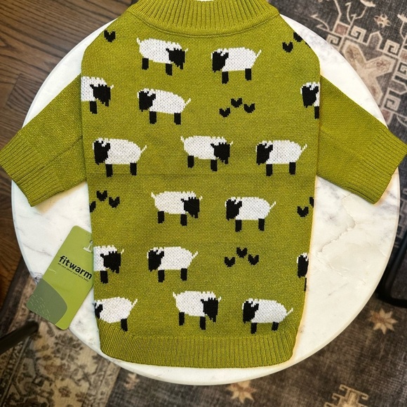 Dog Sweater | Two Sweaters | Green Sheep Pattern | Gray | Small | Fitwarm - Picture 2 of 8